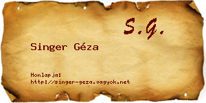 Singer Géza névjegykártya